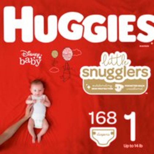 HUGGIES Little Snugglers Diapers, Size 1, 168 Count