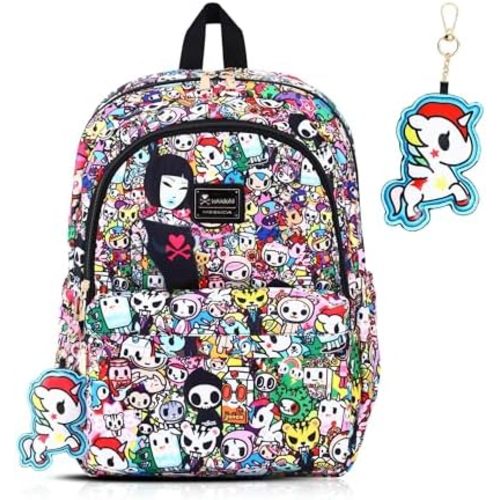 Tokidoki Backpack with Unicorno Keychain Cute Travel Laptop Backpack for Women Casual Bag Lightweight Backpack Daypack Handbag (Backpack-Signature)