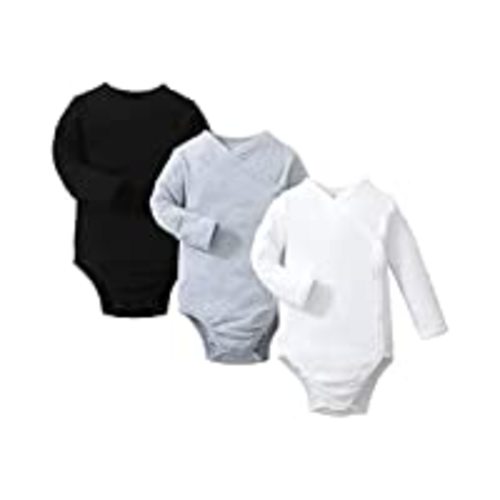 Gerber Long Sleeve Solid Onesies Bodysuit with Mitten Cuffs (6 Pack) - White, Nb