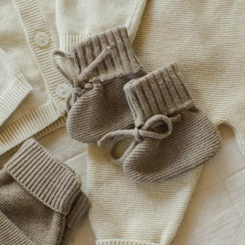 Knit Booties Heathered Mocha