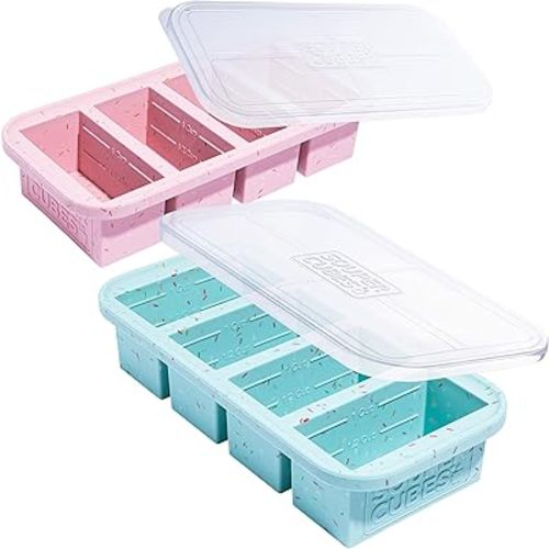 Souper Cubes 1 Cup Silicone Freezer Molds with Lids - Soup Cubes Freezer Tray with Lid - Perfect for Freezing Broth, Rice, Individual Portions, Meal Prepping and More - Sprinkles - 2-Pack