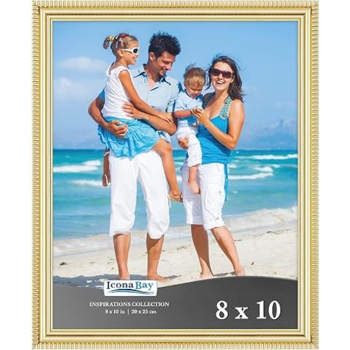 8x10 Gold Picture Frame, Contemporary, Inspirations, Wall or Table Top