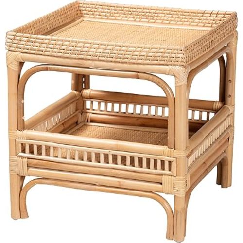 Bali & pari Lombok Modern Bohemian Natural Rattan End Table
