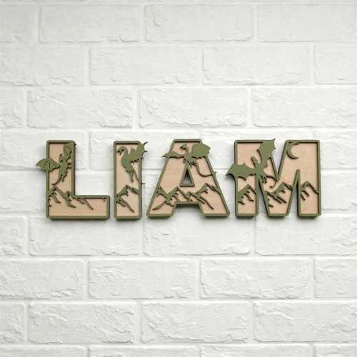 Dragon Letters: Custom Wood Name Sign, Kid's Room Decor