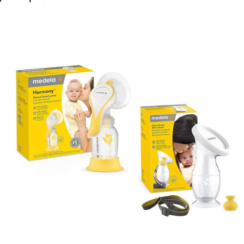 Medela Manual Breast Pump Set - Perfect Pair Bundle, Includes Harmony Manual Breast Pump & Silicone Breastmilk Collector