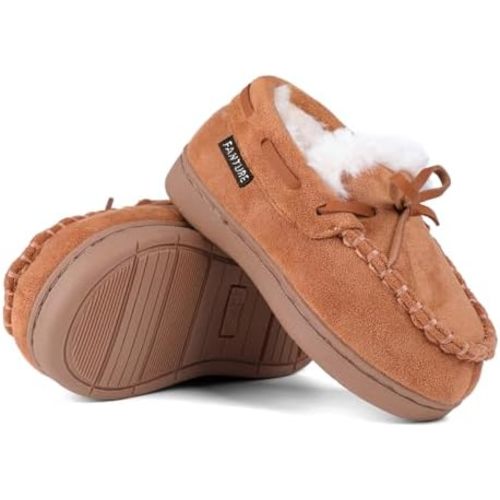 Toddler Kids' Moccasin House Shoes with Indoor Outdoor Memory Foam Sole Protection Slipper
