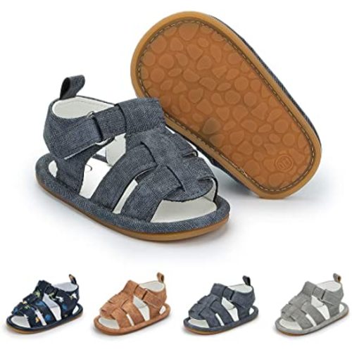 Meckior Baby Infant Boy Girl Sandals Newborn Non-Slip Soft Rubber Sole Sandals for Baby Boys Open-Toe Outdoor Casual Summer First Walkers Shoes
