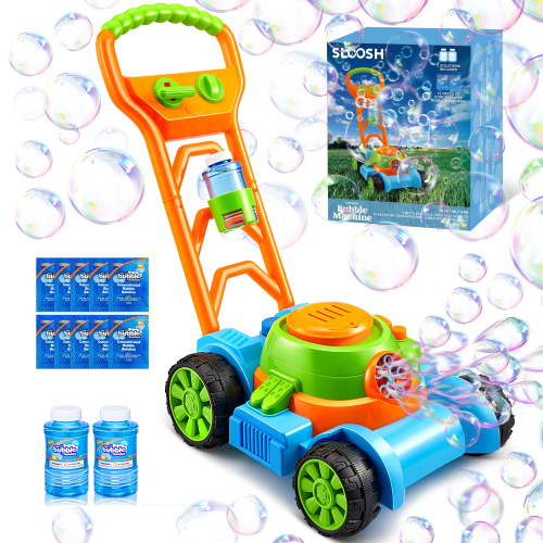 "SYNCFUN Bubble Blower Lawn Mower for Toddlers, 6000+ Bubbles per Min, Real Sounds, 10""x19.5""x19"
