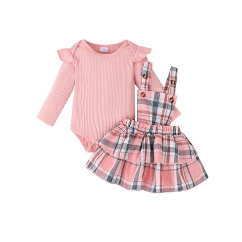 Newborn Infant Baby Girl Dress Clothes Winter Outfits Top Romper Overalls Dresses Suspender Skirt Set for Girls