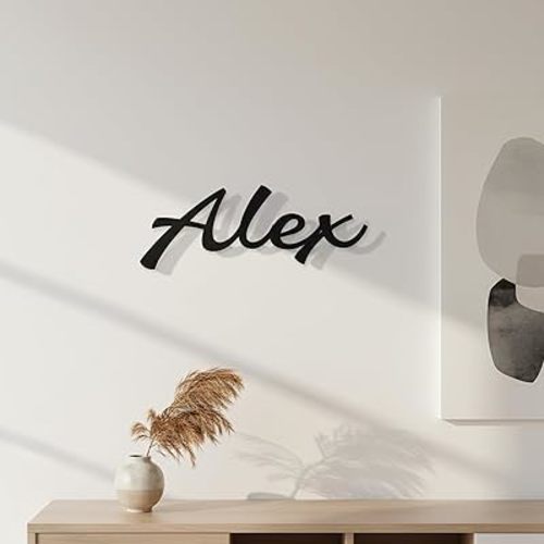 Custom Metal Words - Modern Handwritten Script Name Sign - Custom Name Sign Baby - Smooth Laser Cut Cursive Wall Art for Baby Name, Wedding & Home Decoration Gift
