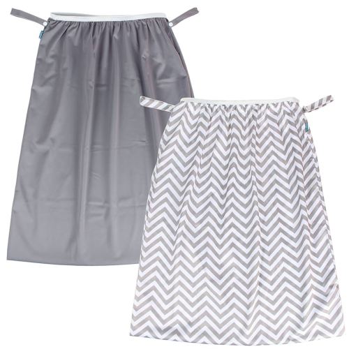 Teamoy (2 Pack Reusable Pail Liner for Cloth Diaper/Dirty Diapers Wet Bag, Gray Chevron+Slate