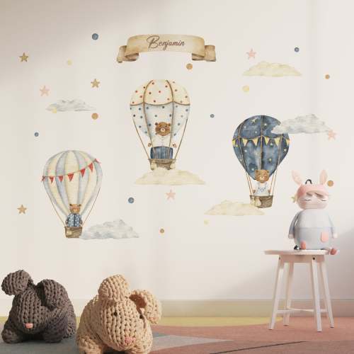 Bear Family on Hot Air Balloons