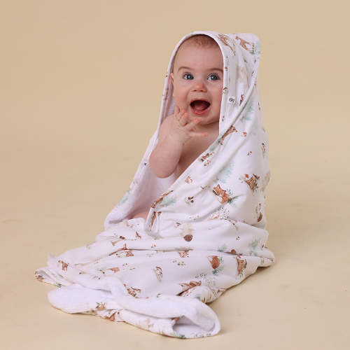 Woodland Tales Organic Hooded Baby Towel | Snuggle Hunny