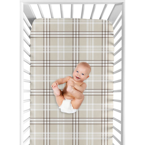Sweet Jojo Designs Taupe Plaid For Teddy Bear Collection Fitted Crib Sheet by Sweet Jojo Designs | Wayfair