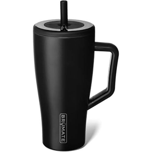 BrüMate Era 30 oz Tumbler with Handle and Straw | 100% Leakproof Insulated Water Bottle Tumbler with Lid and Flexible SoftSip Straw | Made of Stainless Steel | Cup Holder Friendly | 30oz (Matte Black)