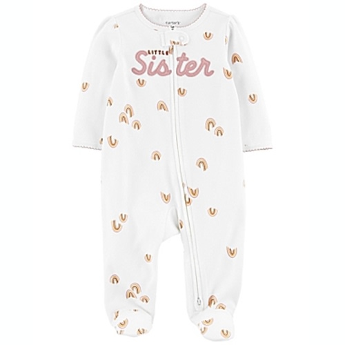 carter's®  - 3 Months "Little Sister" Zip-Up Sleep & Play Footie in Whitecarter's®