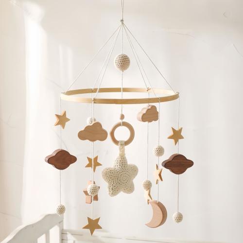 Personalized Handmade Wooden Baby Crib Mobile Montessori Bell Toy for Play Gym Stroller  Nursery Decor, Baby Shower Gift Sensory Development