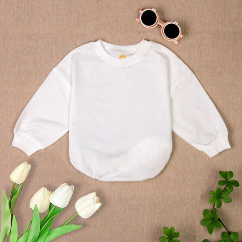 Baby Romper Sweatshirt, Blank Baby Romper, Long Sleeves Baby Bodysuit, Baby Announcement Romper, Baby Shower Gift ,Newborn Baby Outfit