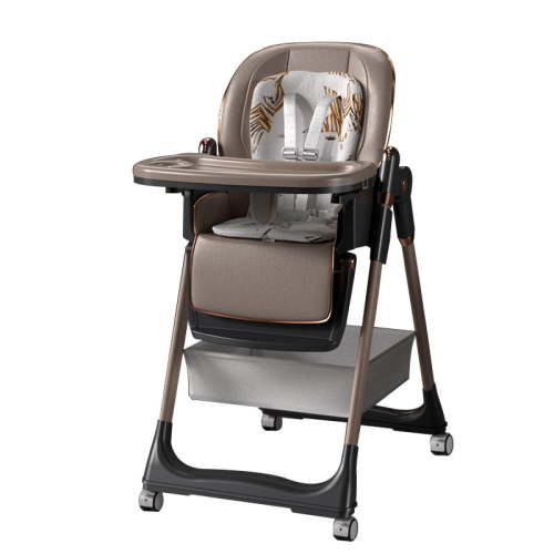 Baby Feeding Chairs,4 Wheels Baby Portable Folding Dining Chairs with Adjustable Height for Suitable for Kids and Toddlers,Unisex,Khaki
