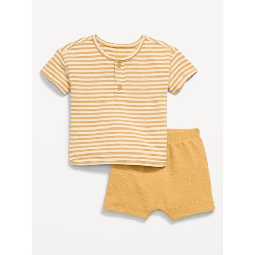 Jacquard-Knit Henley Shirt and Shorts Set for Baby