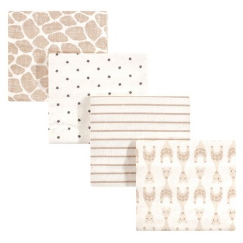 Hudson Baby Infant Cotton Flannel Receiving Blankets, Neutral Giraffe, One Size