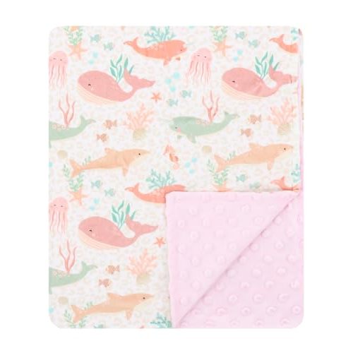 Newborn Mink Blanket Baby Bed Blankets Fish | Double Layer with Dotted Backing Nursery Blanket 30 x 40 inches