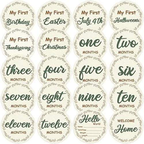 10 Pack Baby Monthly Milestone Cards Sign Double Sided Monthly Milestone Signs for Newborn Photography Prop Hello World Birth Announcement & Growth Keepsake Gift