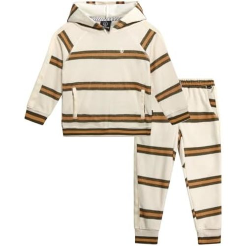 Volcom Infant Toddler Baby Boys Joggers Set - 2 Piece Fleece Pullover Hoodie and Jogger Pants Activewear Set (Sizes: 12M-7)