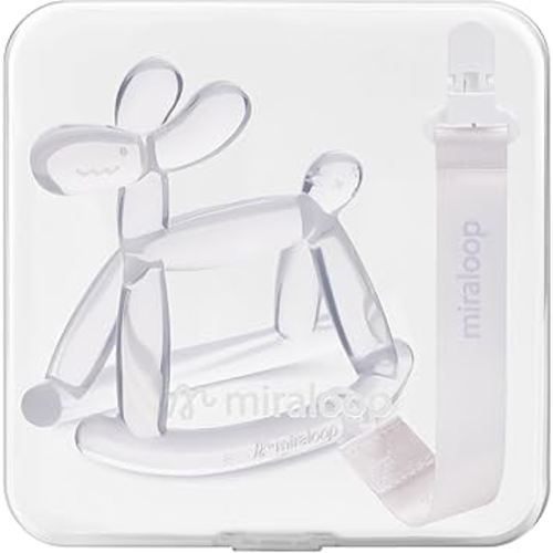 Baby Teether Toys for Teething Relief, Teething Toys 3-6 Months Food Grade Silicone Teether with Storage Box and Pacifier Clip, Baby Essential (Clear Clip+Box)