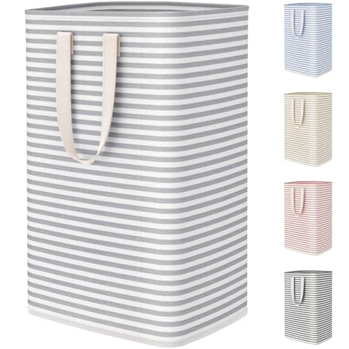 Lifewit 75L Large Collapsible Laundry Basket with Extended Handles, Grey | Foldable Laundry Hamper, Tall Dirty Clothes Basket, Waterproof, Freestanding Design for Bedroom, Bathroom, College Dorm