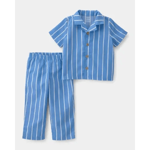 Toddler Boy Striped Loose Fit 2-Piece Pajama Set - Blue | Carter's