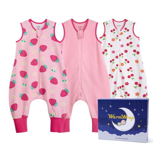 3 Pack-0.5 Tog Lightweight Summer Toddler Sleep Sack with Feet 6-12 Months 100% Cotton Breathable Unisex Baby Sleep Sack with Legs 2-Way Zipper Footed Wearable Blanket