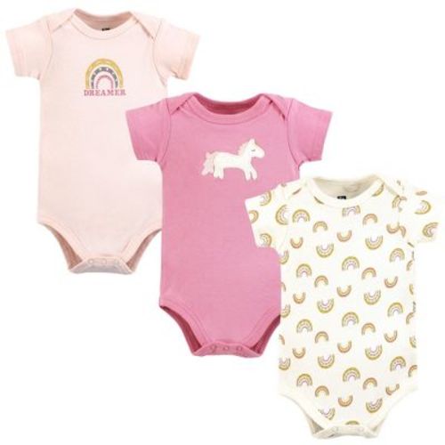 Luvable Friends Hudson Baby Bodysuits 3pk, Unicorn Rainbow, 9-12M