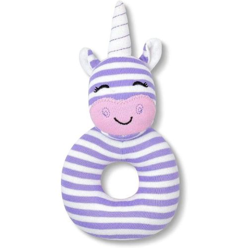 Apple Park Organic Farm Buddies - Cupcake the Unicorn Teething Rattle, Baby Toy for Infants - Hypoallergenic, 100% Organic Cotton