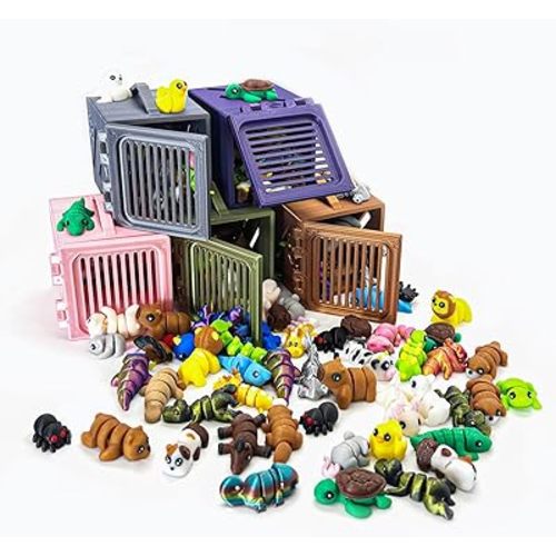 30Pcs Mystery Mini Animals Figures Set, 3D Printed Small Animal Flexible Fidget, 3D Printed Cute Animal Home, Executive Desk for Christmas Decoration, Tiny Animals Figurines Exquisite Cute Pet