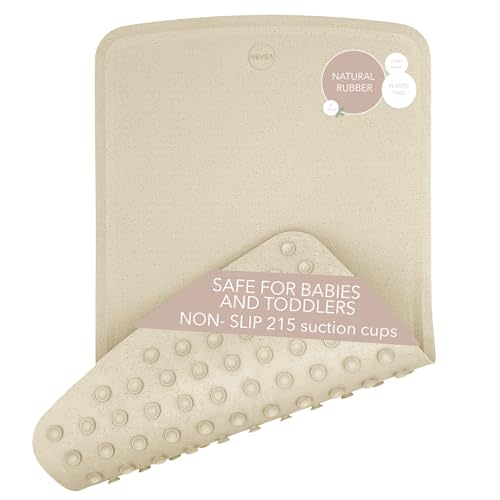 HEVEA Baby & Toddler Bath Mat - 100% Natural Rubber Non Slip Bathtub Mat for Baby - Upcycled, Danish Design - Safe & Sustainable Bathroom Essential (Sand)