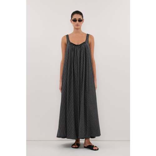 ARABELLA BLACK CHECK MIDI DRESS – DISSH