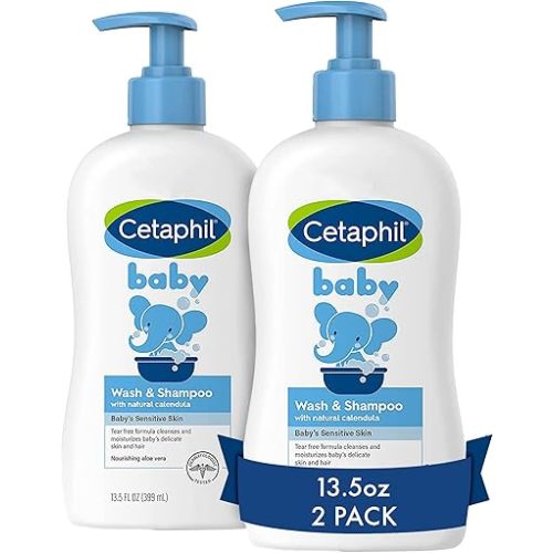 Cetaphil Baby Wash & Shampoo, 13.5oz Pack of 2, Hypoallergenic, Gentle Enough for Everyday Use, Soap Free