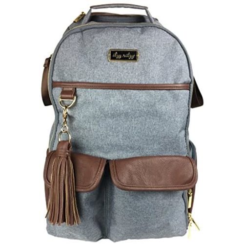 Itzy Ritzy Diaper Bag Backpack – Large Capacity Boss Backpack Diaper Bag Featuring Bottle Pockets, Changing Pad, Stroller Clips and Comfortable Backpack Straps, Handsome Heather Gray