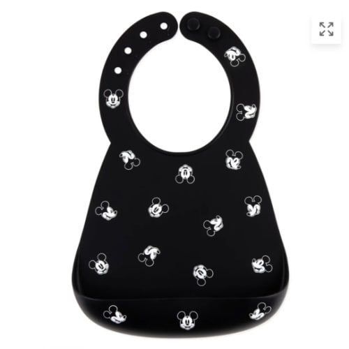 Mickey Mouse Black and White Silicone Bib +Catch-All Pocket | Bumkins