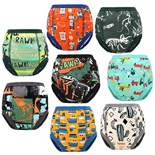 MooMoo Baby 8 Packs Potty Training Pants Cotton Absorbent Training Underwear for Toddler Boy and Girls 2T-9T