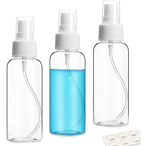 3 Pack Small Spray Bottle, 2.7oz/80ml Travel Spray Bottle, Empty Fine Mist Spray Bottles, Refillable Mini Spray Bottles with Labels