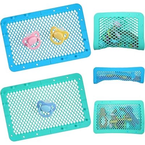 Maxcheck 2 Pcs Silicone Dishwasher Bag Large Baby Bottles Dishwasher Bag Silicone Dishwasher Bag for Small Items Bottle Nipples Breast Pump Accessories Pacifier Toy Parts (Blue, Green)