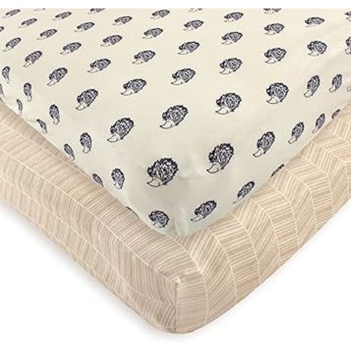 Touched by Nature Unisex Baby and Toddler Organic Cotton Crib Sheet, Hedgehog, One Size