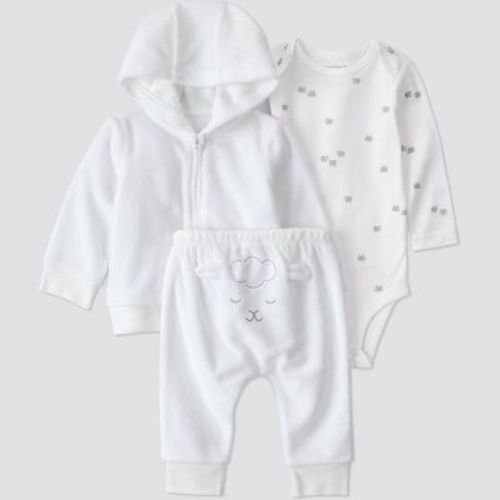 Carter's Just One You® Baby 3pc lamb bodysuit and pant Set with Jacket - White 3M
