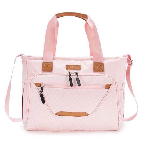 Diaper Bag Tote, Large Unisex Diaper Tote with 16 Inch Laptop Compartment, Pink