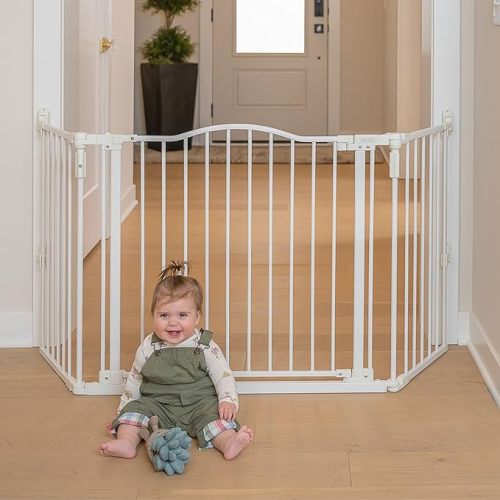 Toddleroo by North States - Deluxe Décor Universal Fit Safety Gate: Hardware Mounted Extra Wide Metal Baby Gate with Tall Baseboard Mounts, Adjustable Child Gate; 38.3" to 72" Wide; 30" Tall; White