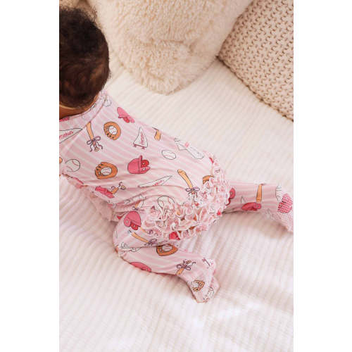 Ballpark Babes Ruffle Zipper Footie