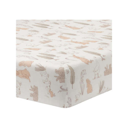 Lambs & Ivy Signature Bunny Hop Organic Cotton Muslin Baby Fitted Crib Sheet | Bambi Baby