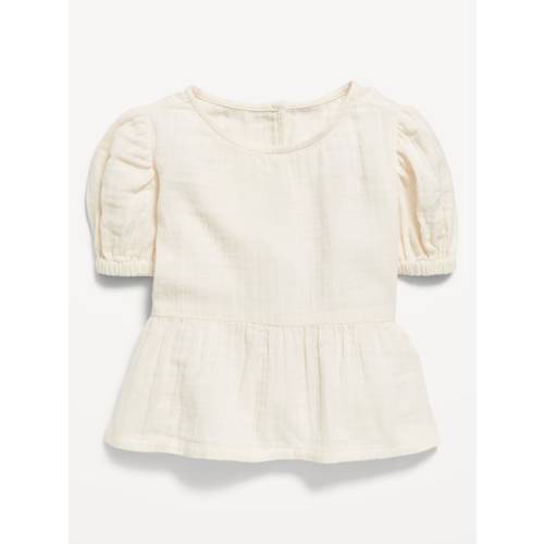 Puff-Sleeve Plaid Peplum Top for Toddler Girls
